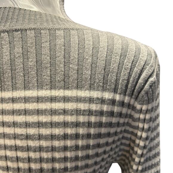 Y2K Its About Time Scoop Neck Ribbed Stripe Sweater White Gray Women’s Medium - Picture 13 of 16